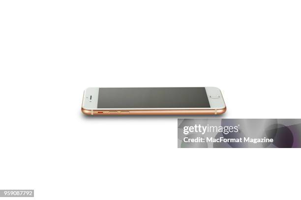 An Apple iPhone 8 smartphone with a Gold finish, taken on October 3, 2017.