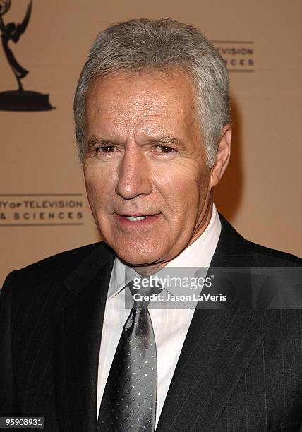 Alex Trebek attends the Academy of Television's 19th annual Hall of Fame induction gala at Beverly Hills Hotel on January 20, 2010 in Beverly Hills,...