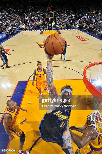 Chris Andersen of the Denver Nuggets dunks the ball against the Golden State Warriors on January 20, 2010 at Oracle Arena in Oakland, California....