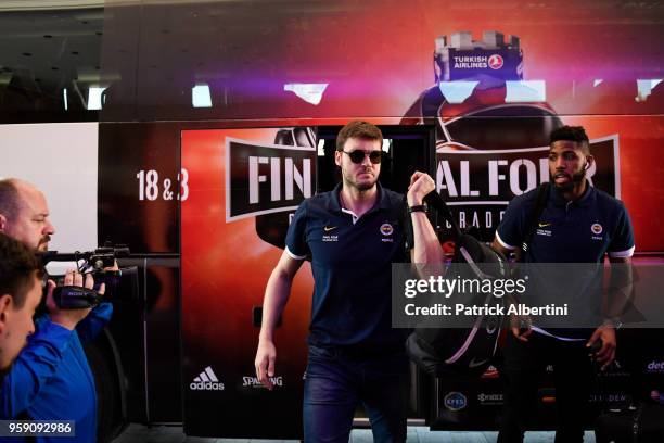 Baris Hersek, #5 of Fenerbahce Dogus Istanbul during the Fenerbahce Dogus Istanbul Arrival to participate of 2018 Turkish Airlines EuroLeague F4 at...