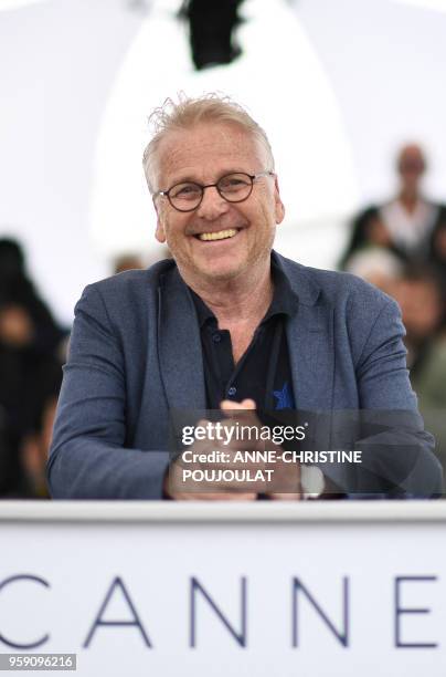 European MP Daniel Cohn-Bendit poses on May 16, 2018 during a photocall for the film "On the Road in France " at the 71st edition of the Cannes Film...