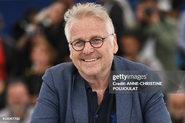 European MP Daniel Cohn-Bendit poses on May 16, 2018 during a photocall for the film "On the Road in France " at the 71st edition of the Cannes Film...