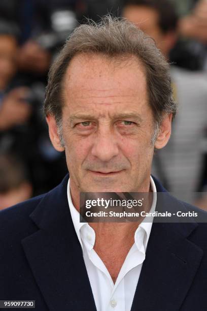Actor Vincent Lindon attends "In War " Photocall during the 71st annual Cannes Film Festival at Palais des Festivals on May 16, 2018 in Cannes,...