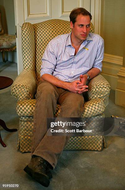 Prince William talks with the Governor of Victoria, Professor David de Kretser at Government House on the third and final day of his unofficial visit...