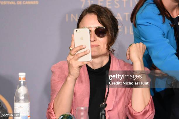 Producer Adele Romanski attends "Under The Silver Lake" Press Conference during the 71st annual Cannes Film Festival at Palais des Festivals on May...