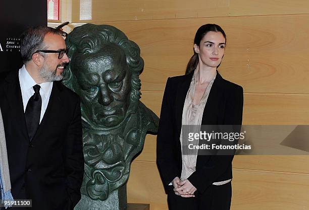 Actress Paz Vega and President of Spain«s Cinema Academy Alex de la Iglesia attend "2010 Goya Cinema Awards" press conference, at the Academia de...