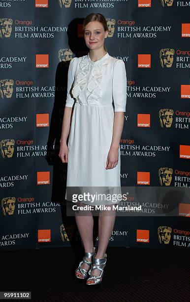 Romola Garai attends the announcement of the nominations for The Orange British Academy Film Awards at BAFTA on January 21, 2010 in London, England.