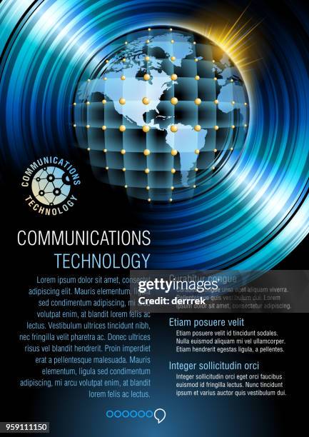 flyer design example. global communications. - lorem ipsum stock illustrations