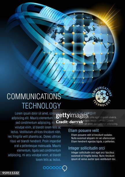 flyer design example. global communications. - lorem ipsum stock illustrations