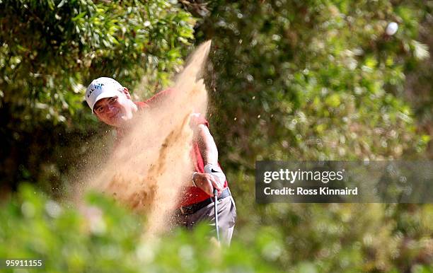 Paul Lawrie of Scotland on the par five 8th hole during the first round of the Abu Dhabi Golf Championship at Abu Dhabi Golf Club on January 21, 2010...