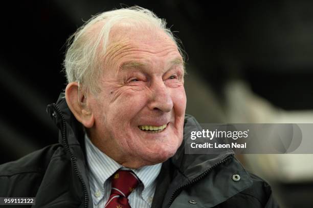 Britain's last surviving 'Dambuster', Squadron Leader George "Johnny" Johnson poses for a photograph during an event to mark the 75th anniversary of...