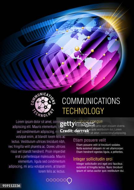 flyer design example. global communications. - lorem ipsum stock illustrations