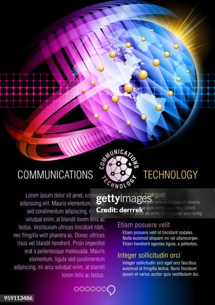 flyer design example. global communications. - lorem ipsum stock illustrations