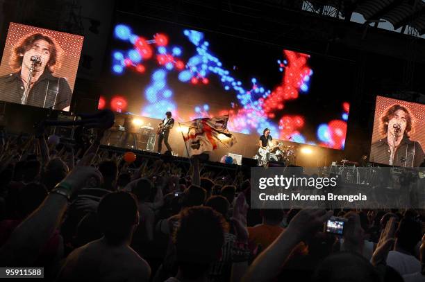 Ligabue performs at San Siro stadium on July 05,2008 in Milan, Italy.