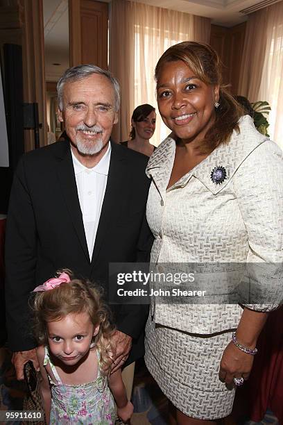 Actor Dennis Hopper, daughter Galen Grier Hopper and Maryland Crawford attend the Maybach Family Foundation Luncheon at the Carlton Hotel during the...