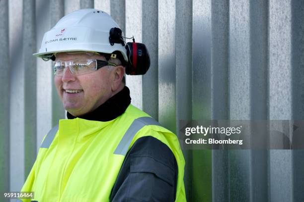 Eldar Saetre, chief executive officer of Equinor ASA, reacts on board the Troll A natural gas platform, operated by Equinor ASA, in the North Sea,...