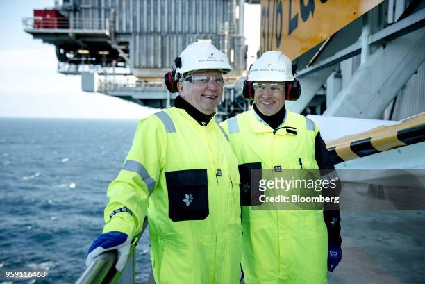 Eldar Saetre, chief executive officer of Equinor ASA, left and Arne Sigve Nylund, head of development and production in Norway for Equinor ASA, pose...
