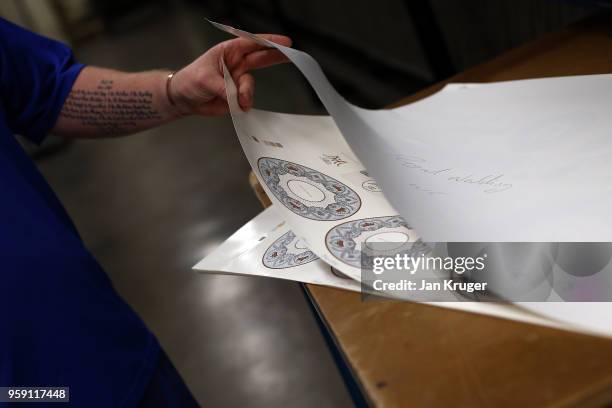 General view of the special edition print ahead of the wedding of Prince Harry and Meghan Markle at William Edwards Home Ltd on May 16, 2018 in Stoke...