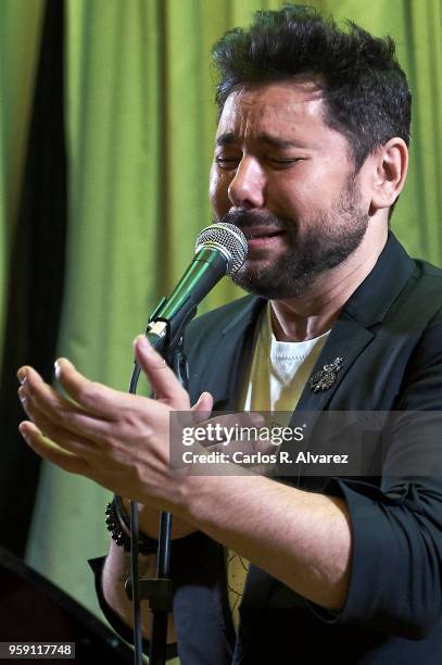 Spanish Flamenco singer Miguel Poveda presents his new album 'Enlorquecido' at the Palace Hotel on May 16, 2018 in Madrid, Spain.