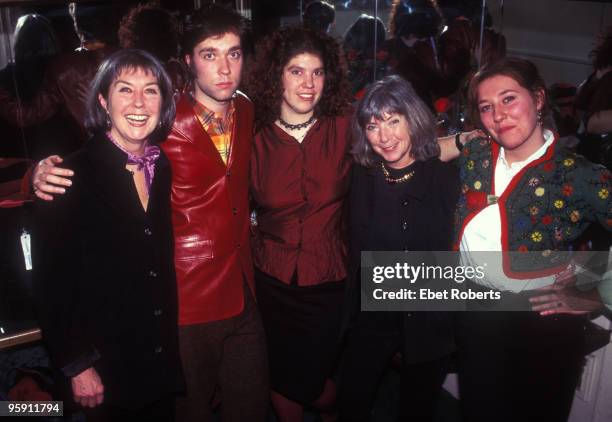 Kate McGarrigle, Rufus Wainwright, Lily McGarrigle, Anna McGarrigle and Martha Wainwright pose backstage at the Bottom Line on February 13,1999 in...