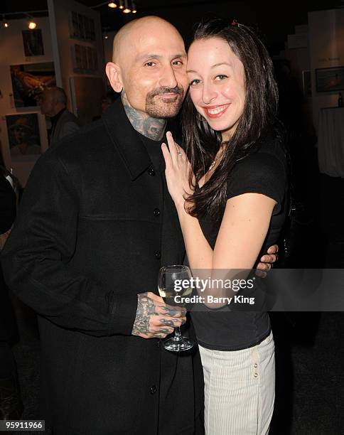Actor Robert LaSardo and Danielle Kasen attend the 15th Annual LA Art Show opening night gala held at the LA Convention Center on January 20, 2010 in...