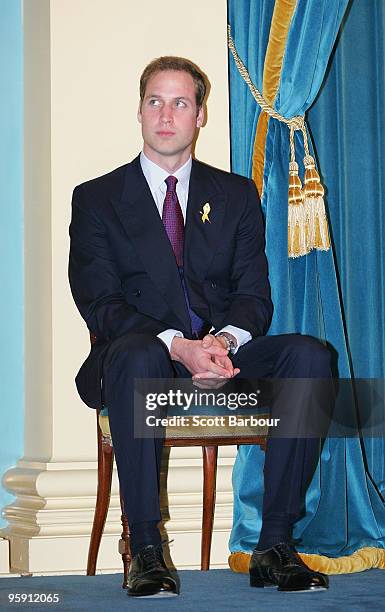 Prince William sits and waits before he makes a speech at Government House on the third and final day of his unofficial visit to Australia on January...