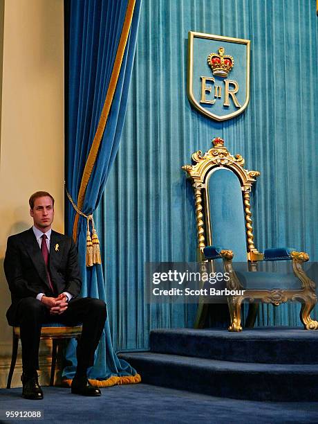 Prince William sits and waits before making a speech at Government House on the third and final day of his unofficial visit to Australia on January...