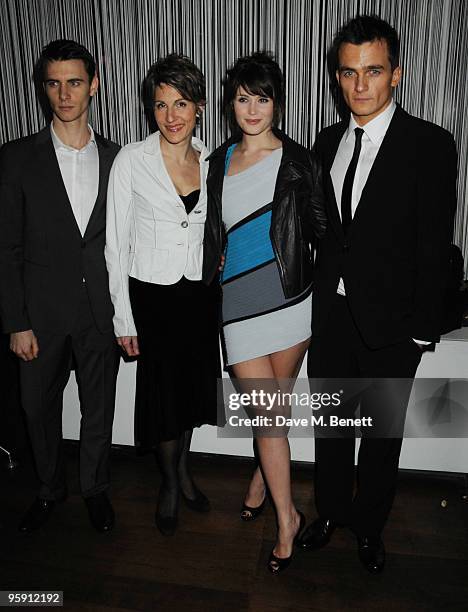 Harry Lloyd, Tamsin Greig, Gemma Arterton and Rupert Friend attend the first night after party for "Little Dog Laughed" at the Trafalgar Hotel on...