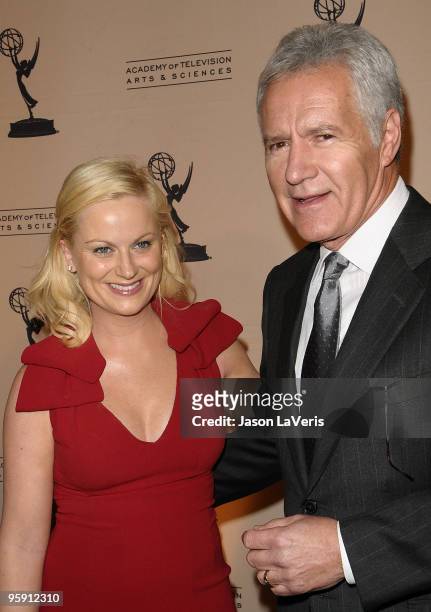 Amy Poehler and Alex Trebek attend the Academy of Television's 19th annual Hall of Fame induction gala at Beverly Hills Hotel on January 20, 2010 in...