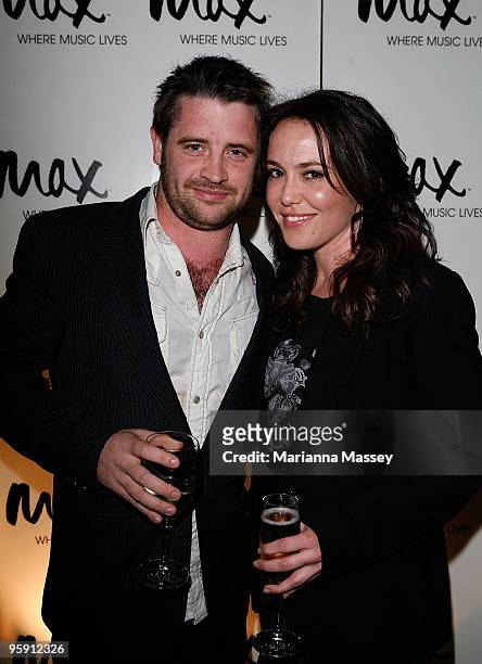 Kym Valentine and Jonathan Dutton arrive at the 'Max Sessions' featuring David Gray at the Global Television Studios on October 14, 2009 in...
