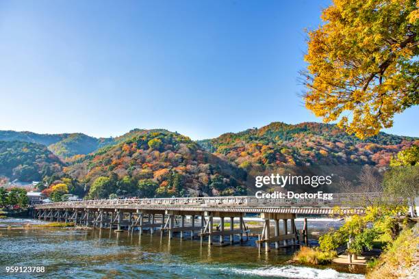 togetsukyo bridge in autumn, kyoto, japan - 渡月橋 ストックフォトと画像