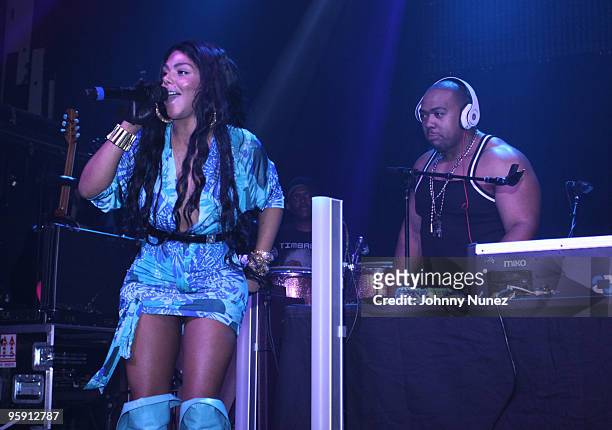 Lil' Kim and Timbaland perform at Irving Plaza on January 20, 2010 in New York City.