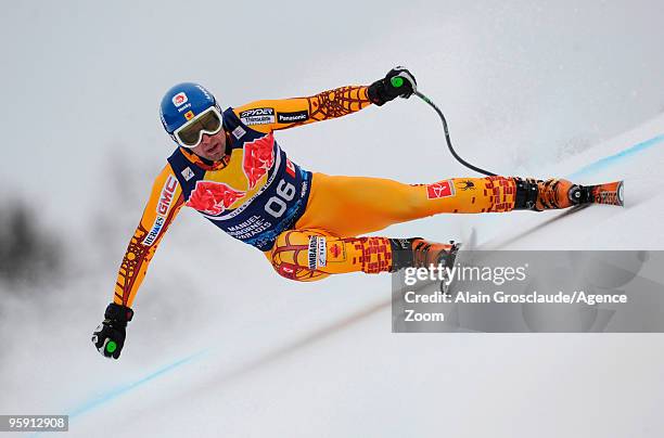 Manuel Osborne-Paradis of Canada during the Audi FIS Alpine Ski World Cup Men's Downhill Training on January 21, 2010 in Kitzbuehel, Austria.