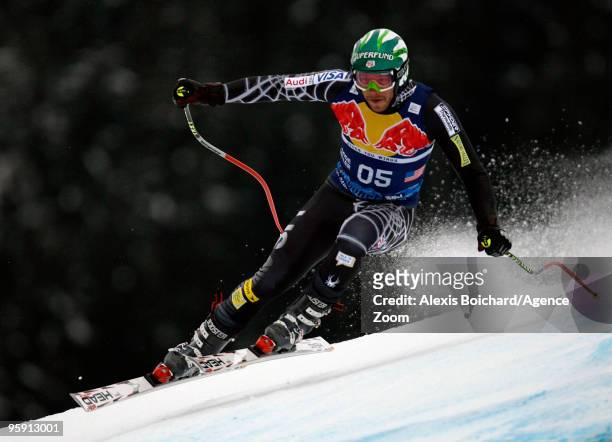 Bode Miller of the USA during the Audi FIS Alpine Ski World Cup Men's Downhill Training on January 21, 2010 in Kitzbuehel, Austria.