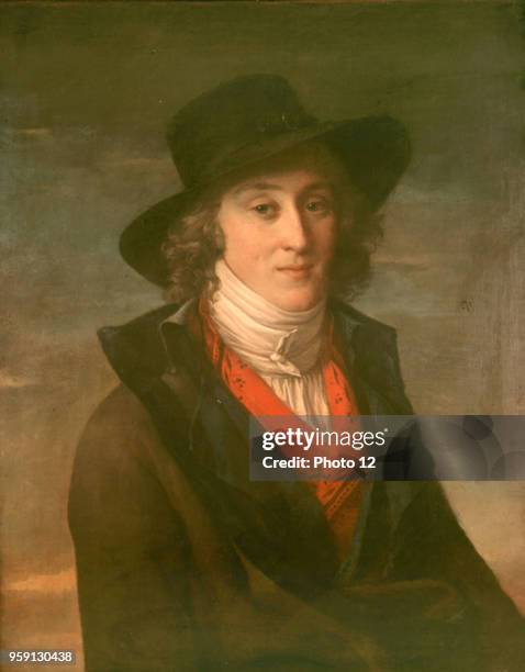 Jacques-Louis David French school Portrait of Saint Just Oil on canvas .