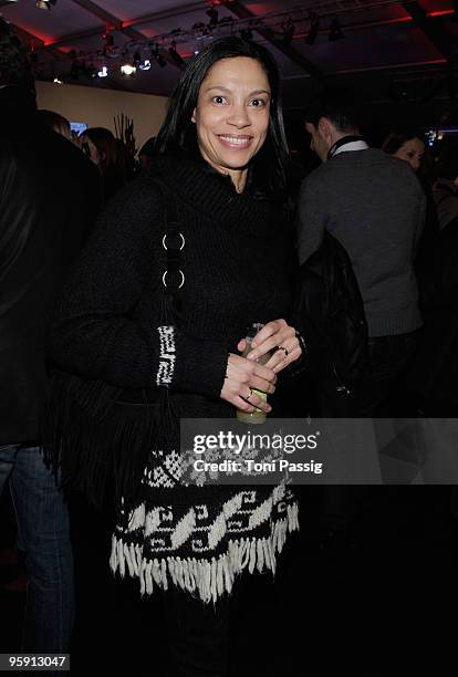 Chantal de Freitas arrives at the Mongrels In Common Fashion Show during the Mercedes-Benz Fashion Week Berlin Autumn/Winter 2010 at the Bebelplatz...