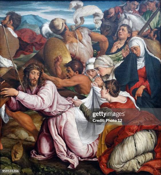 Painting titled 'The Way to Calvary' by Jacopo Bassano an Italian artist and pupil of Bonifazio Veronese. Dated 16th Century.