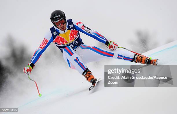 Adrien Theaux of France during the Audi FIS Alpine Ski World Cup Men's Downhill Training on January 21, 2010 in Kitzbuehel, Austria.