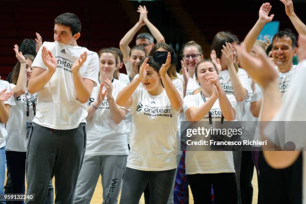 One Team people during the 2018 Turkish Airlines EuroLeague F4 One Team Welcome Session for Volunteers at Aleksandar Nikolic Hall on May 16, 2018 in...