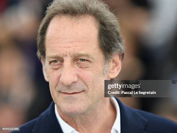 Vincent Lindon attends the photocall for the "In War " during the 71st annual Cannes Film Festival at Palais des Festivals on May 16, 2018 in Cannes,...