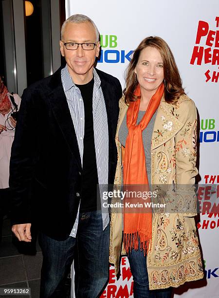 Dr. Drew Pinsky and his wife Susan arrive at the opening night of "The Pee-wee Herman Show" in Club Nokia at L.A. Live on January 20, 2010 in Los...