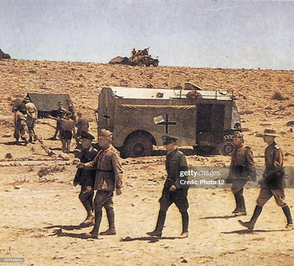 German marshal Erwin Rommel visiting the Italian Allies in Bengasi ...