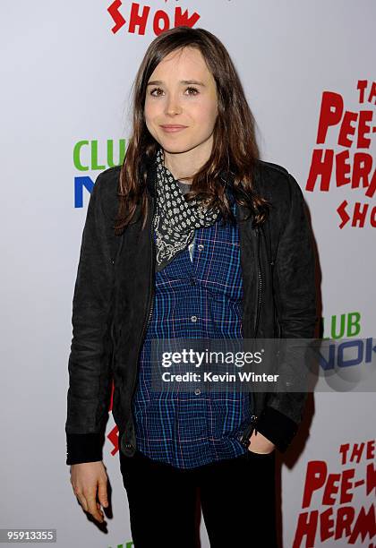 Actress Ellen Page arrives at the opening night of "The Pee-wee Herman Show" in Club Nokia at L.A. Live on January 20, 2010 in Los Angeles,...