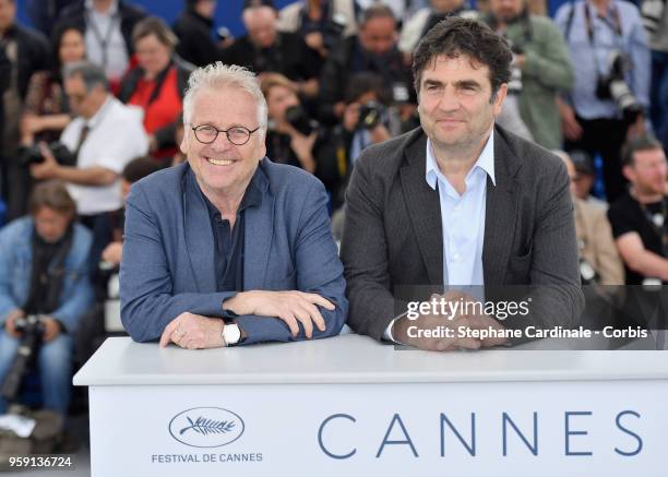 European MP Daniel Cohn-Bendit and French director Romain Goupil attend the "La Traversee" Photocall during the 71st annual Cannes Film Festival at...