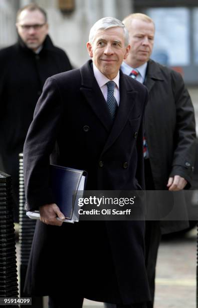 Jack Straw, the Secretary of State for Justice, arrives at the Queen Elizabeth II Conference Centre to give evidence to the Iraq Inquiry on January...