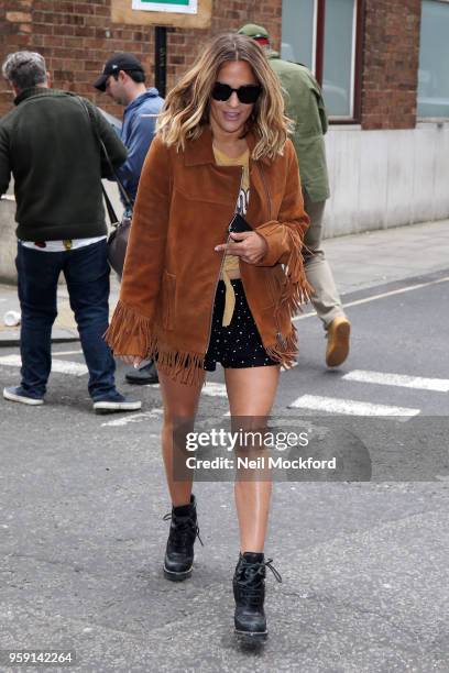 Caroline Flack seen arriving at BUILD Series LDN at AOL on May 16, 2018 in London, England.