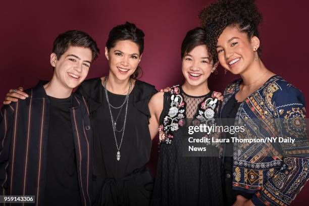 Cast of 'Andi Mack', l-r: Joshua Rush, Lilan Bowden, Peyton Elizabeth Lee and Sofia Wylie are photographed for NY Daily News on February 21, 2018 in...