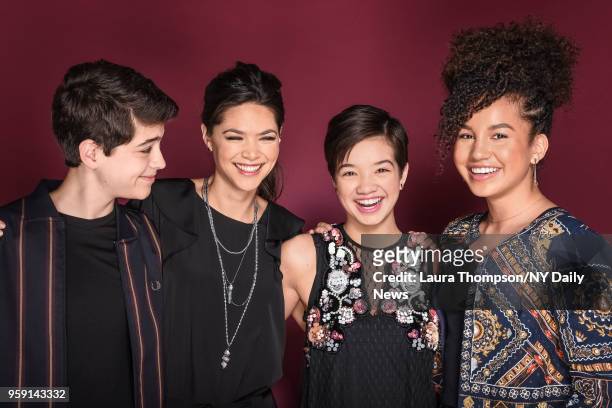 Cast of 'Andi Mack', l-r: Joshua Rush, Lilan Bowden, Peyton Elizabeth Lee and Sofia Wylie are photographed for NY Daily News on February 21, 2018 in...