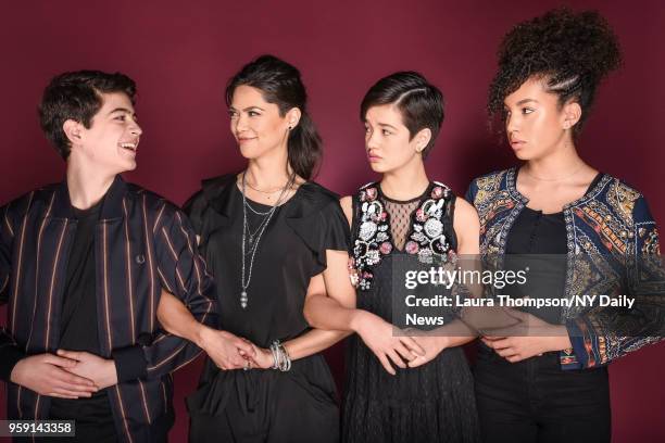 Cast of 'Andi Mack', l-r: Joshua Rush, Lilan Bowden, Peyton Elizabeth Lee and Sofia Wylie are photographed for NY Daily News on February 21, 2018 in...