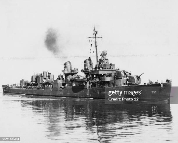 American DD-537 destroyer Sullivan. Belonging to the very numerous Fletcher class (175 units completed before the Japanese surrender on September 2,...